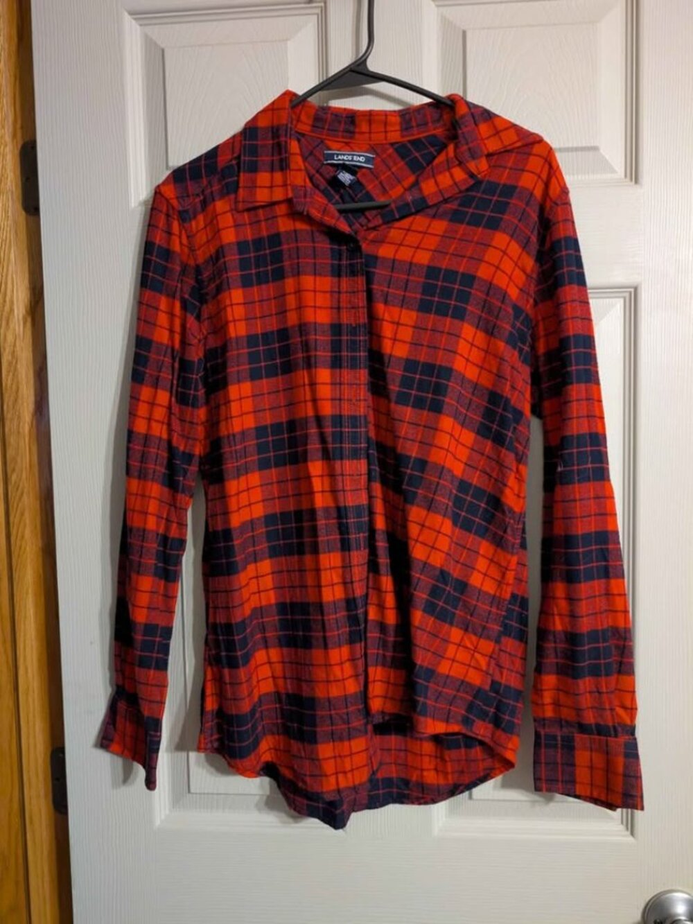 Lands end flannel button up plaid size 10